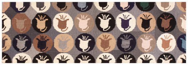 Antique american hooked rug 3'1"×8'9" long format, hand-hooked wool