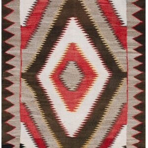 Antique American Navajo Carpet 3'6"Ã—5'9" Grey & Chocolate Brown, 1930s