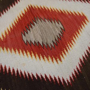 Antique American Navajo Carpet 3'6"Ã—5'9" Grey & Chocolate Brown, 1930s - detail view 9