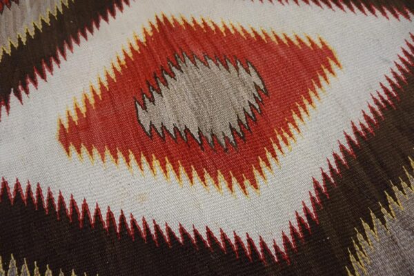 Antique american navajo carpet 3'6"ã—5'9" grey & chocolate brown, 1930s - detail view 9