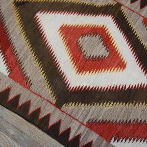 Antique American Navajo Carpet 3'6"Ã—5'9" Grey & Chocolate Brown, 1930s - detail view 11