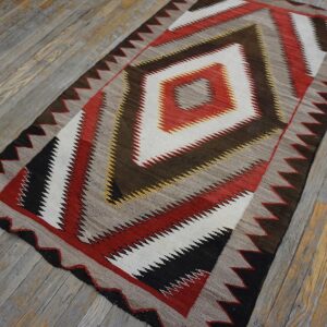 Antique American Navajo Carpet 3'6"Ã—5'9" Grey & Chocolate Brown, 1930s - detail view 1