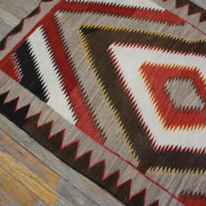 Antique American Navajo Carpet 3'6"Ã—5'9" Grey & Chocolate Brown, 1930s - detail view 2