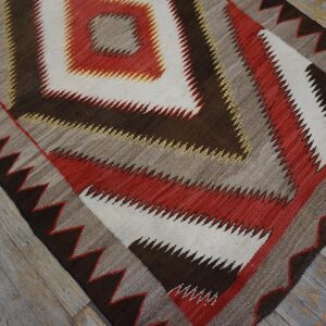 Antique American Navajo Carpet 3'6"Ã—5'9" Grey & Chocolate Brown, 1930s - detail view 3