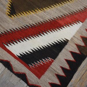 Antique American Navajo Carpet 3'6"Ã—5'9" Grey & Chocolate Brown, 1930s - detail view 4