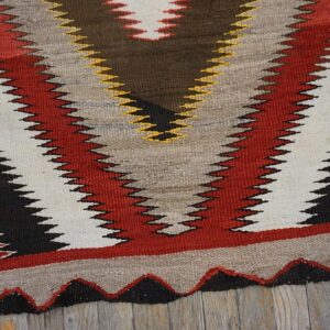 Antique American Navajo Carpet 3'6"Ã—5'9" Grey & Chocolate Brown, 1930s - detail view 5
