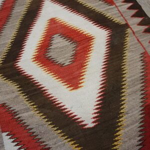 Antique American Navajo Carpet 3'6"Ã—5'9" Grey & Chocolate Brown, 1930s - detail view 6
