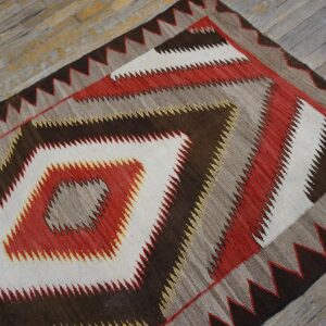 Antique American Navajo Carpet 3'6"Ã—5'9" Grey & Chocolate Brown, 1930s - detail view 7