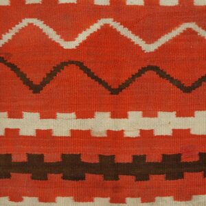 Antique American Navajo Rug 4'4"Ã—7'2" Bright Red Ground, Ivory Border, Transitional Period, Circa 1890 - detail view 4
