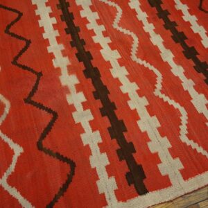 Antique American Navajo Rug 4'4"Ã—7'2" Bright Red Ground, Ivory Border, Transitional Period, Circa 1890 - detail view 6