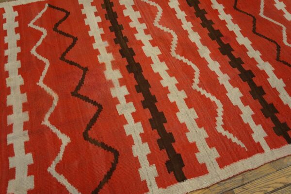 Antique american navajo rug 4'4"ã—7'2" bright red ground, ivory border, transitional period, circa 1890 - detail view 6