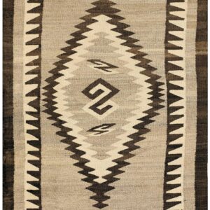 Antique American Navajo Two Grey Hills Carpet 2'4"×4'3" Grey & Chocolate Brown, 1930s
