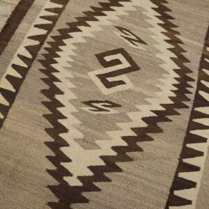 Antique American Navajo Two Grey Hills Carpet 2'4"×4'3" Grey & Chocolate Brown, 1930s - detail view 3
