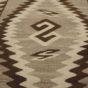 Antique American Navajo Two Grey Hills Carpet 2'4"×4'3" Grey & Chocolate Brown, 1930s - detail view 4
