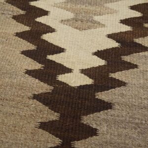 Antique American Navajo Two Grey Hills Carpet 2'4"×4'3" Grey & Chocolate Brown, 1930s - detail view 5