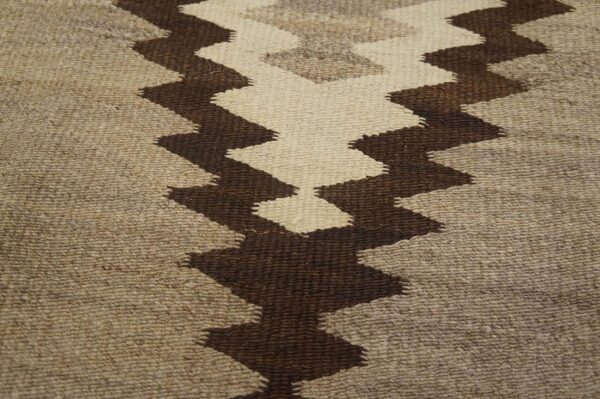 Antique american navajo two grey hills carpet 2'4"×4'3" grey & chocolate brown, 1930s 6 Antique american navajo two grey hills carpet 2'4"×4'3" grey & chocolate brown, 1930s - detail view 5