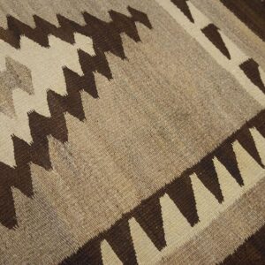 Antique American Navajo Two Grey Hills Carpet 2'4"×4'3" Grey & Chocolate Brown, 1930s - detail view 6