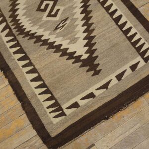 Antique American Navajo Two Grey Hills Carpet 2'4"×4'3" Grey & Chocolate Brown, 1930s - detail view 7
