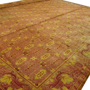 Antique Austrian Savonnerie Carpet 19'10"Ã—20'8" Pink Rose, Square Format, Circa 1930 - detail view 1