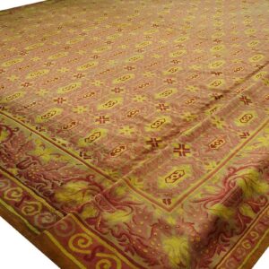 Antique Austrian Savonnerie Carpet 19'10"Ã—20'8" Pink Rose, Square Format, Circa 1930 - detail view 4