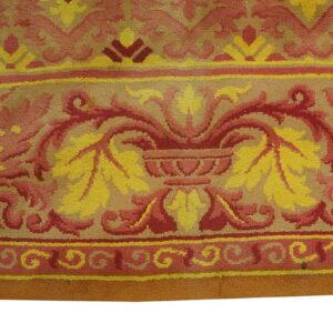 Antique Austrian Savonnerie Carpet 19'10"Ã—20'8" Pink Rose, Square Format, Circa 1930 - detail view 6