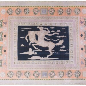 Antique Bessarabian Carpet 11'6"×14' Black Field with Centaur, Flat-Weave, Circa 1890