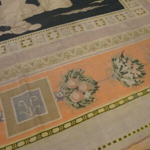 Antique Bessarabian Carpet 11'6"×14' Black Field with Centaur, Flat-Weave, Circa 1890 - detail view 3
