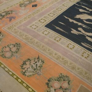 Antique Bessarabian Carpet 11'6"×14' Black Field with Centaur, Flat-Weave, Circa 1890 - detail view 4