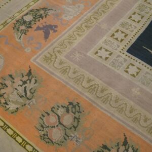 Antique Bessarabian Carpet 11'6"×14' Black Field with Centaur, Flat-Weave, Circa 1890 - detail view 5