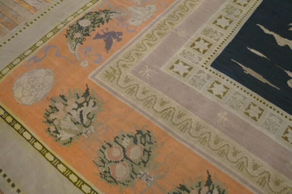Antique bessarabian carpet 11'6"×14' black field with centaur, flat-weave, circa 1890 - detail view 5