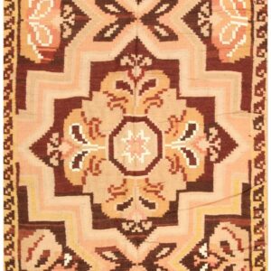 Antique Bessarabian Flat-Weave Carpet 5'2"×13'7" Dusty Rose & Olive, Circa 1925