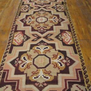 Antique Bessarabian Flat-Weave Carpet 5'2"×13'7" Dusty Rose & Olive, Circa 1925 - detail view 1