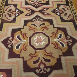 Antique Bessarabian Flat-Weave Carpet 5'2"×13'7" Dusty Rose & Olive, Circa 1925 - detail view 3