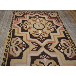Antique Bessarabian Flat-Weave Carpet 5'2"×13'7" Dusty Rose & Olive, Circa 1925 - detail view 6