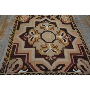 Antique Bessarabian Flat-Weave Carpet 5'2"×13'7" Dusty Rose & Olive, Circa 1925 - detail view 7