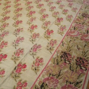 Antique Bessarabian Flat-Weave Carpet 12'10"×14'6" Ivory Floral, Mid-19th Century, Circa 1850 - detail view 2