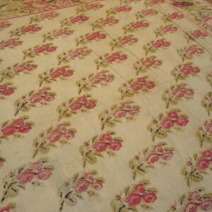 Antique Bessarabian Flat-Weave Carpet 12'10"×14'6" Ivory Floral, Mid-19th Century, Circa 1850 - detail view 6