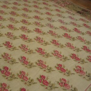 Antique Bessarabian Flat-Weave Carpet 12'10"×14'6" Ivory Floral, Mid-19th Century, Circa 1850 - detail view 7