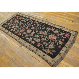 Antique Bessarabian Rug 3'×7'3" Hand-Woven Wool, Moldova, Circa 1900 - detail view 1