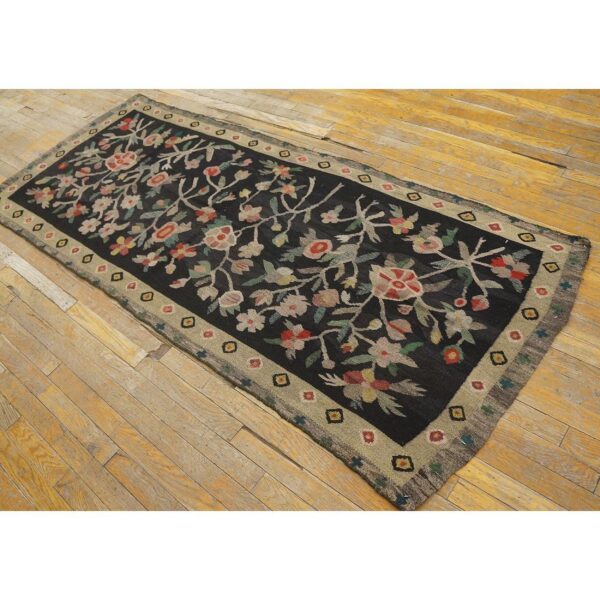 Antique bessarabian rug 3'×7'3" hand-woven wool, moldova, circa 1900 - detail view 1
