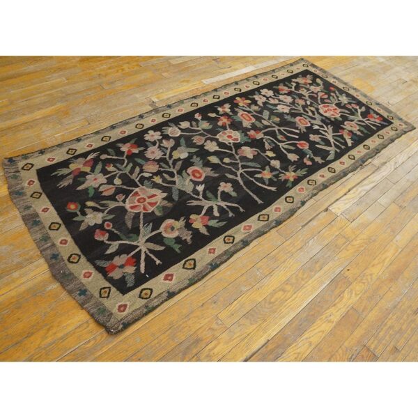 Antique bessarabian rug 3'×7'3" hand-woven wool, moldova, circa 1900 - detail view 2