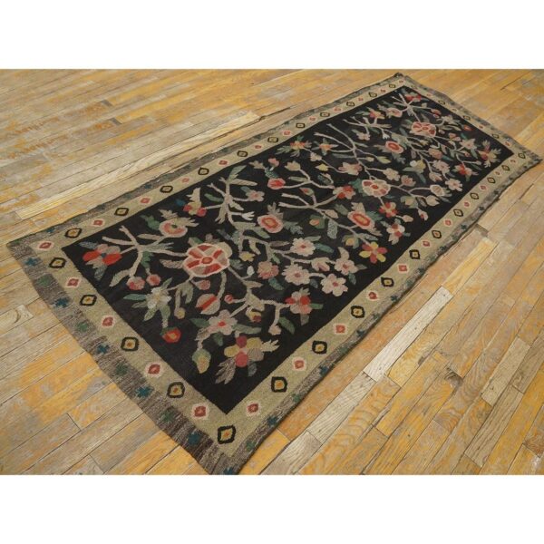Antique bessarabian rug 3'×7'3" hand-woven wool, moldova, circa 1900 - detail view 4