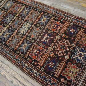 Antique Caucasian Karabagh Rug 3'4"×6'3" Brown Tribal, Ivory Border, Circa 1900 - detail view 3
