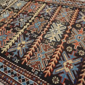 Antique Caucasian Karabagh Rug 3'4"×6'3" Brown Tribal, Ivory Border, Circa 1900 - detail view 7
