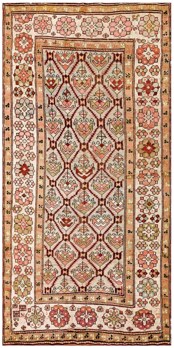 Antique caucasian karabagh rug 3'6"×7'2" pale sky blue, ivory border, circa 1900 1 Antique caucasian karabagh rug 3'6"×7'2" pale sky blue, ivory border, circa 1900