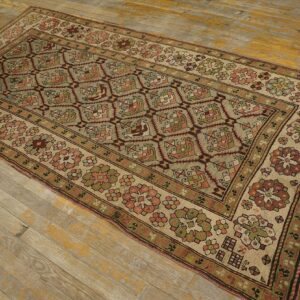 Antique Caucasian Karabagh Rug 3'6"×7'2" Pale Sky Blue, Ivory Border, Circa 1900 - detail view 1
