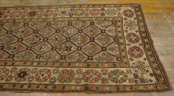 Antique caucasian karabagh rug 3'6"×7'2" pale sky blue, ivory border, circa 1900 3 Antique caucasian karabagh rug 3'6"×7'2" pale sky blue, ivory border, circa 1900 - detail view 2