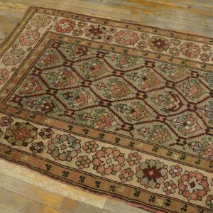 Antique Caucasian Karabagh Rug 3'6"×7'2" Pale Sky Blue, Ivory Border, Circa 1900 - detail view 3