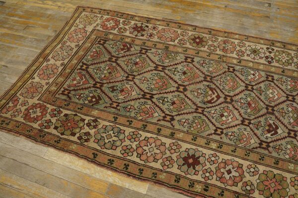 Antique caucasian karabagh rug 3'6"×7'2" pale sky blue, ivory border, circa 1900 4 Antique caucasian karabagh rug 3'6"×7'2" pale sky blue, ivory border, circa 1900 - detail view 3
