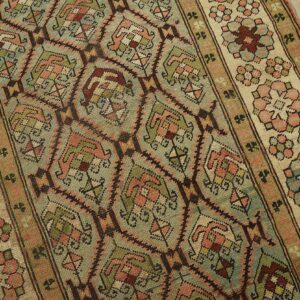 Antique Caucasian Karabagh Rug 3'6"×7'2" Pale Sky Blue, Ivory Border, Circa 1900 - detail view 5
